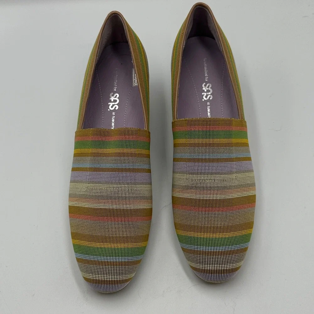 SAS Espadrille Wedge Womens 9N Multicolor Striped Made in Italy Low Heel Slip On